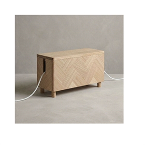 Upström Cablebox - FSC certificeret eg - Sildebensmønster - Mål: 34,8 × 18,4 × 12,8 cm